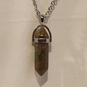 Manufactured Unakite Point Pendant Necklace